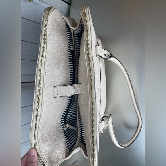 Kate Spade Cobble Hill Tote Bag Beige Cream Carry All Top Handle Pebble Leather - Picture 6 of 12